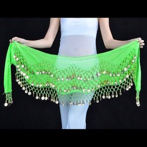 Belly Dancing 128 Gold Coin Party Wrap Skirt Scarf